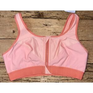 Syrokan Womens Size 36C Orange Color Block Front Zip Sports Bra NWT